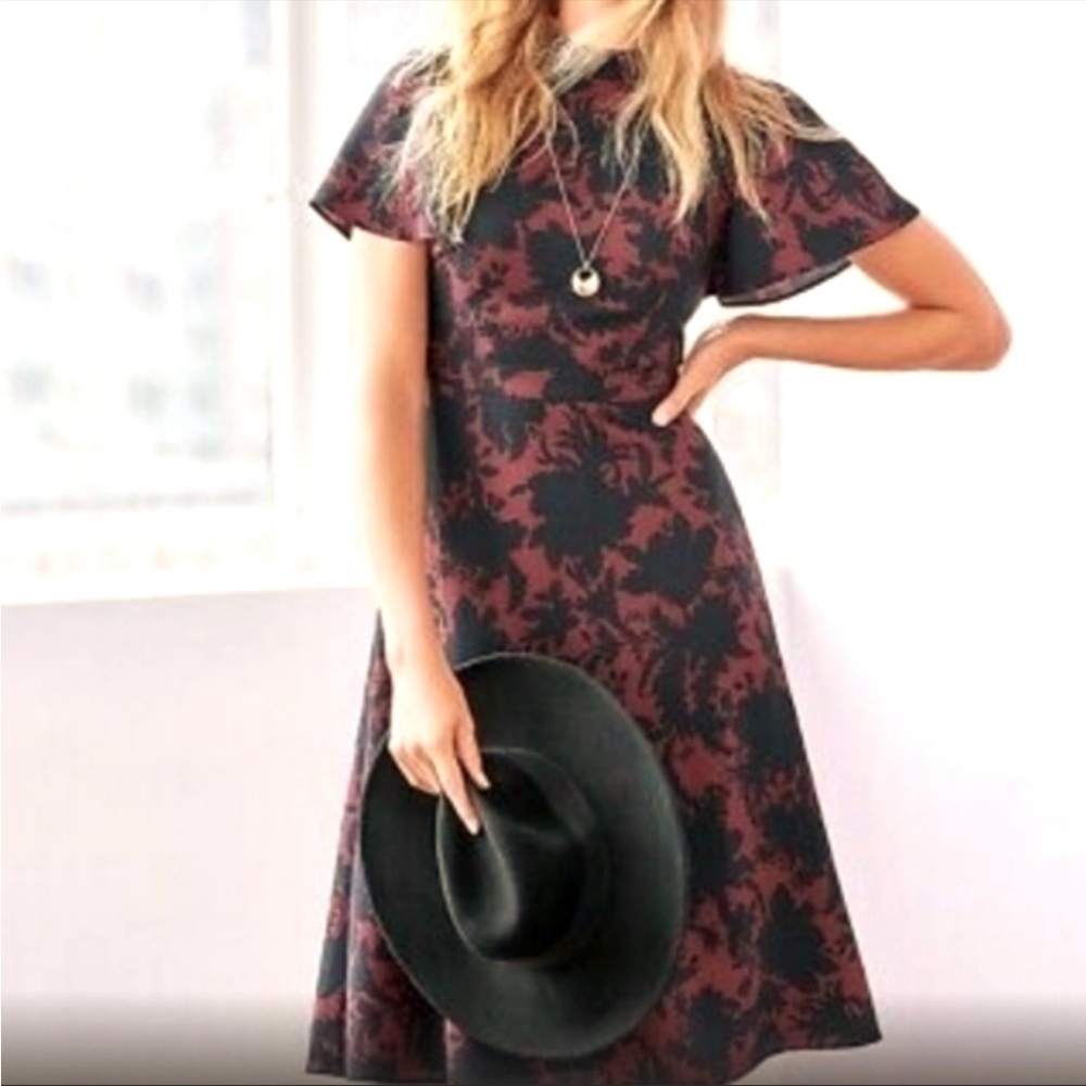 Ann Taylor Burgundy Midi Dress
